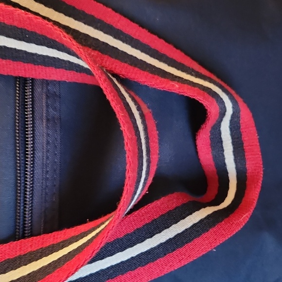 Ariat navy blue tote bag with red, white, and blue straps - Picture 4 of 12